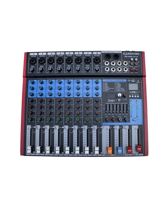 Mesa de Som SoundVoice MS802 Plus 8 Canais USB Bluetooth Phantom Power ...